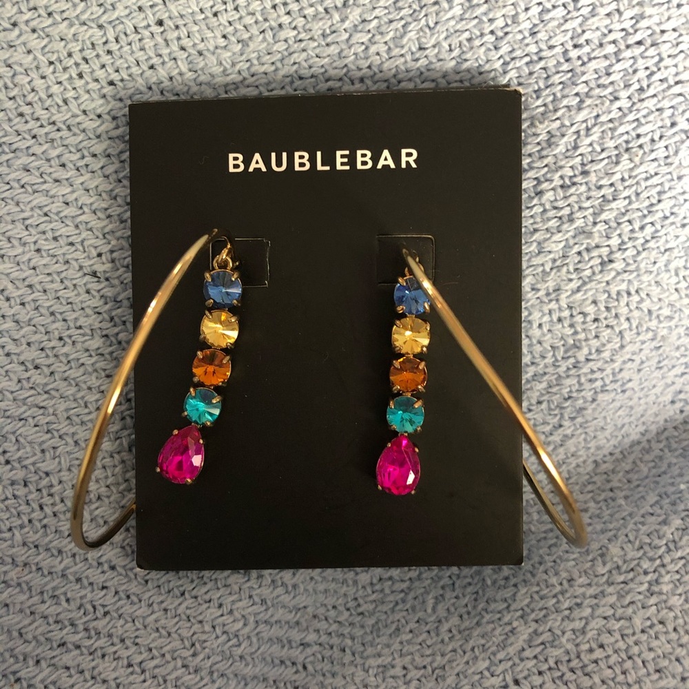 NWT BaubleBar Multi color gold hoops